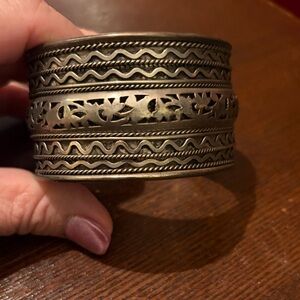 Intricate Silver-Tone Cuff Bracelet